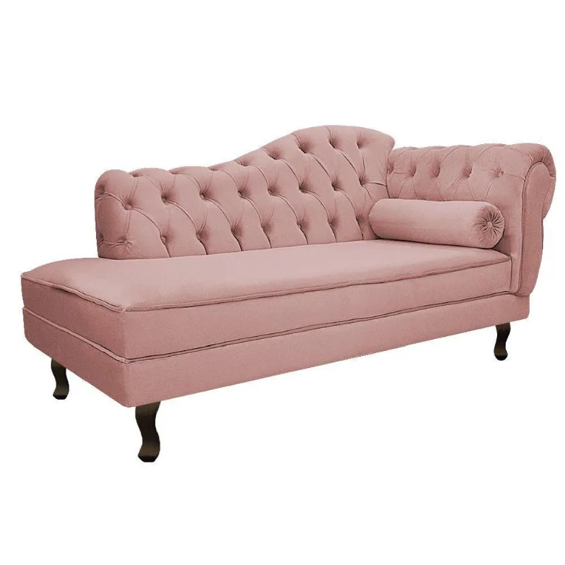 Recamier Diana 185cm Lado Esquerdo Suede Rosê