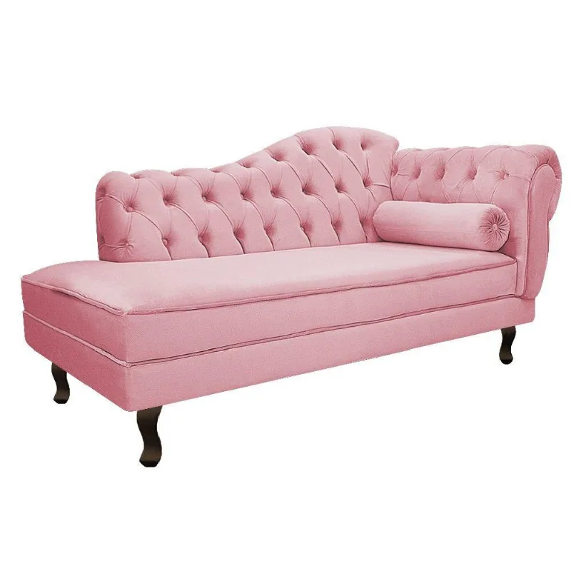 Recamier Diana 185cm Esquerdo Suede Rosa Bebê Doce Sonho