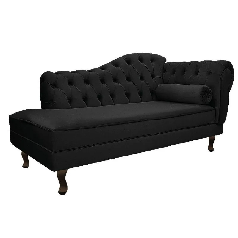 Recamier Diana 185cm Lado Esquerdo Suede Preto