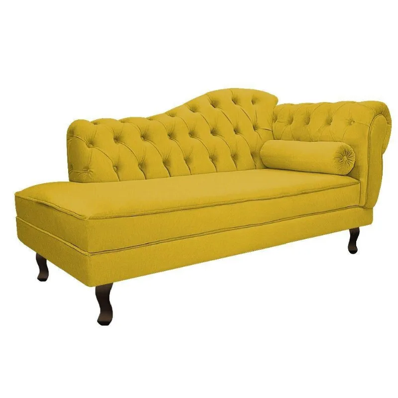 Recamier Diana 185cm Lado Esquerdo Suede Amarelo