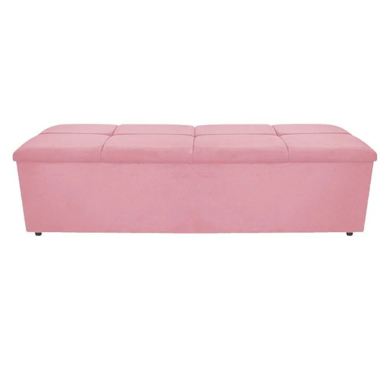 Calçadeira Munique 160cm Queen Size Suede Rosa Adj Decor