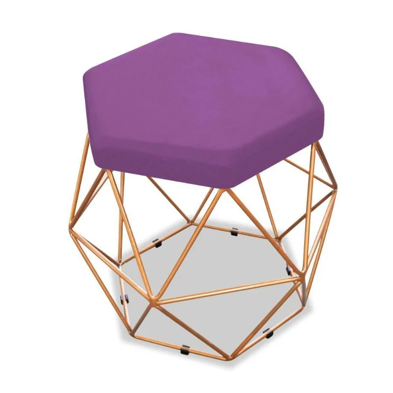 Puff Aramado Bruna Suede Roxo Adj Decor