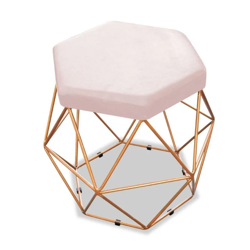 Puff Aramado Bruna Suede Rosê Adj Decor