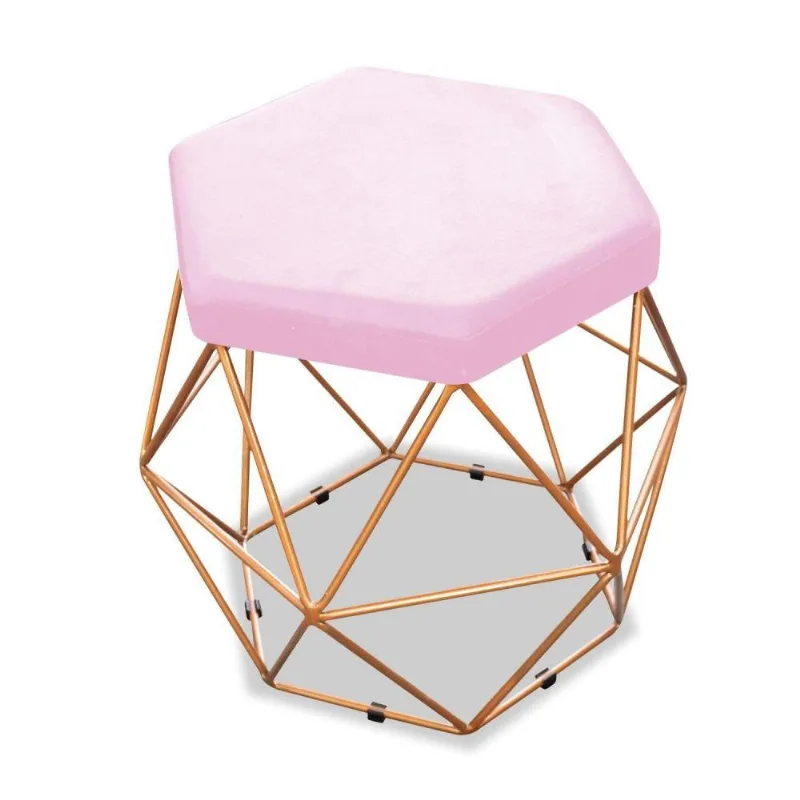 Puff Aramado Bruna Suede Rosa Bebê Adj Decor