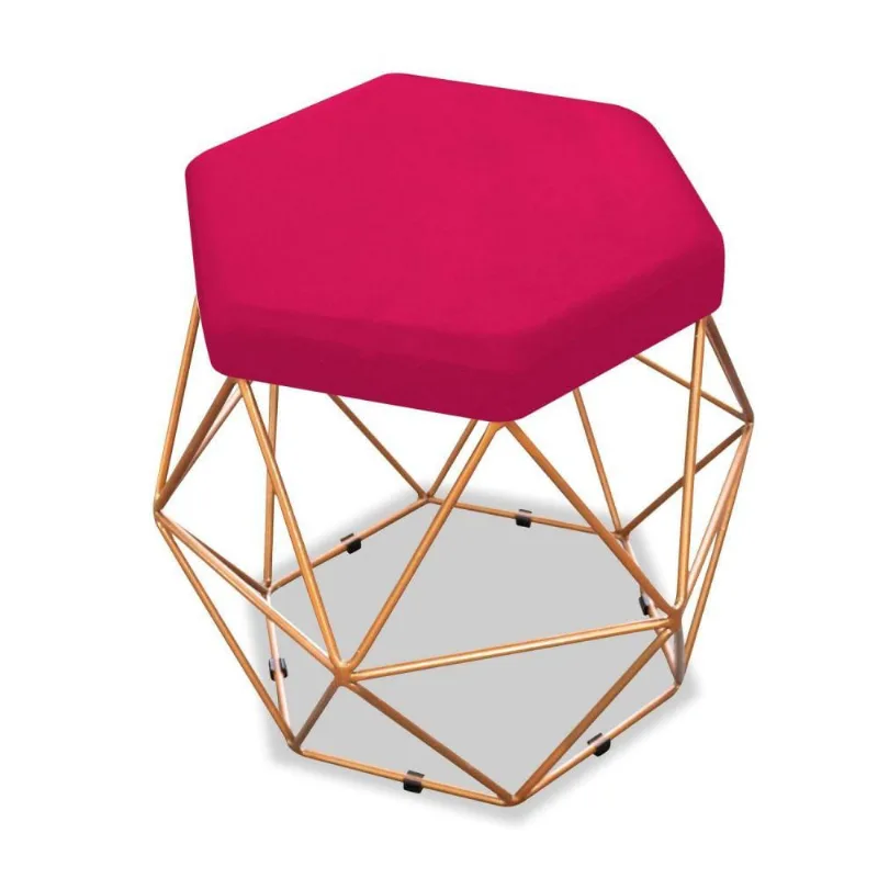Puff Aramado Bruna Suede Pink Adj Decor