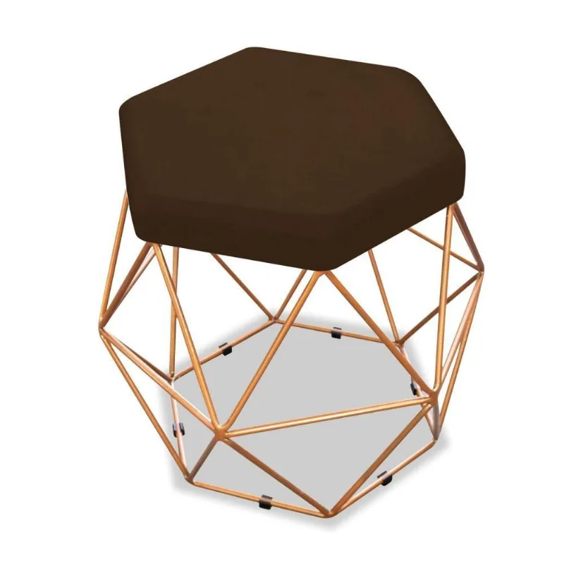 Puff Aramado Bruna Suede Marrom Adj Decor