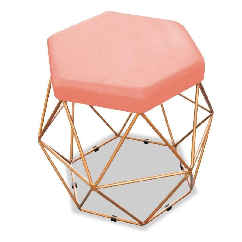 Puff Aramado Bruna Suede Coral Adj Decor