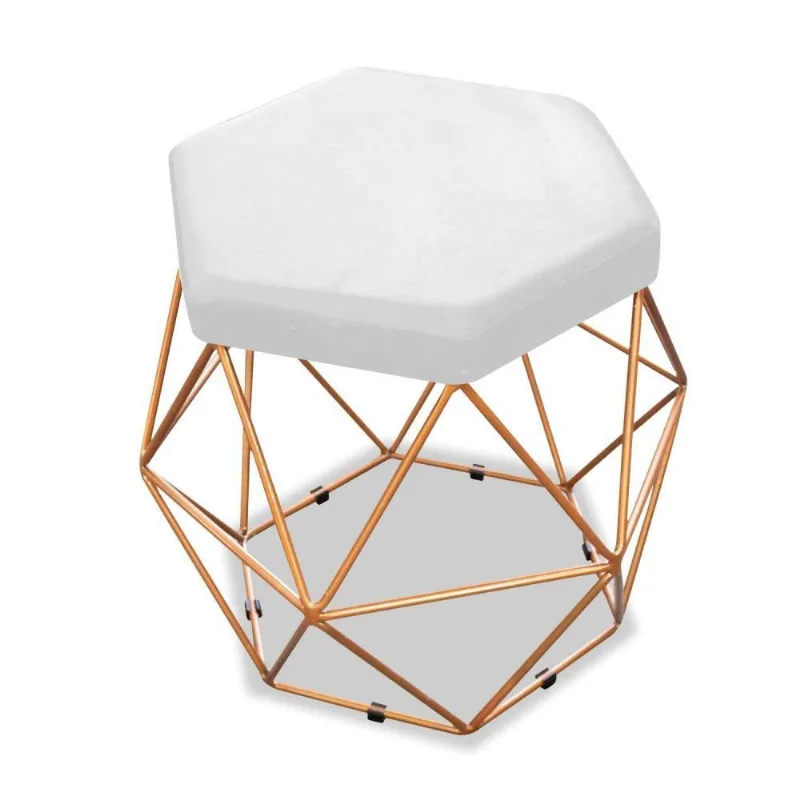 Puff Aramado Bruna Suede Branco Adj Decor