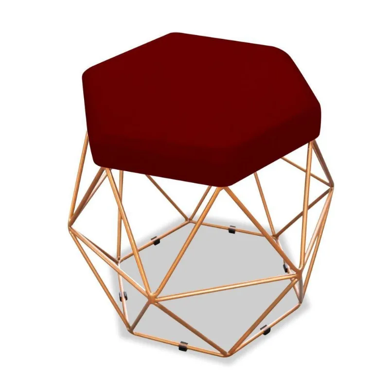 Puff Aramado Bruna Suede Bordô Adj Decor