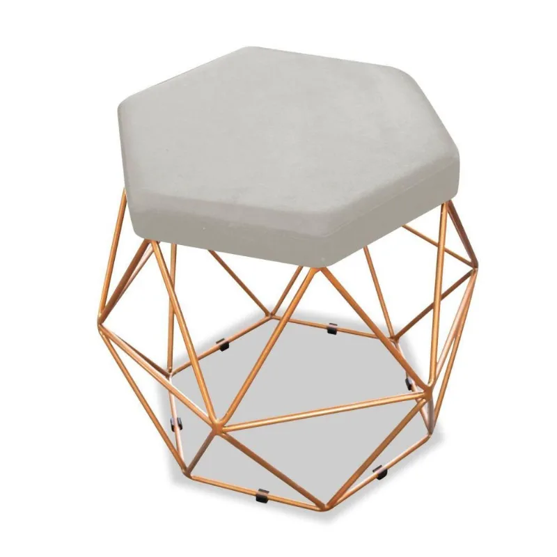 Puff Aramado Bruna Suede Bege Adj Decor