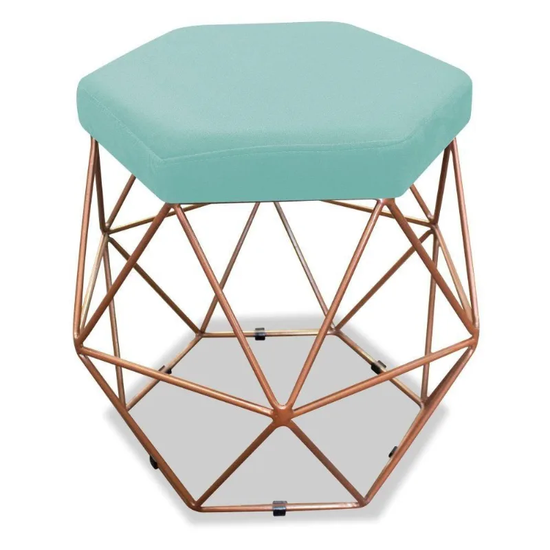 Puff Aramado Bruna Suede Azul Tiffany Adj Decor