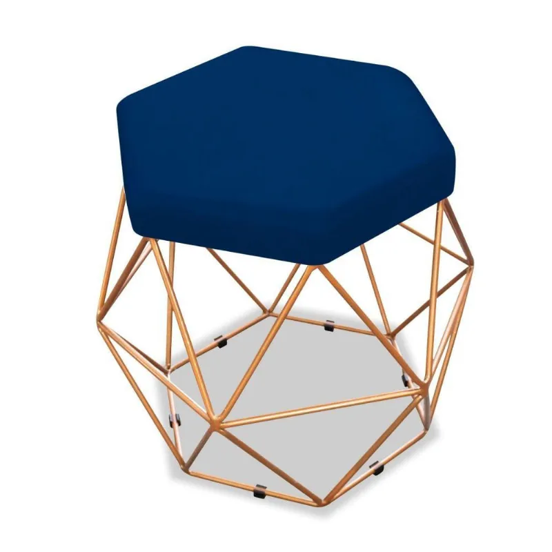 Puff Aramado Bruna Suede Azul Marinho Adj Decor