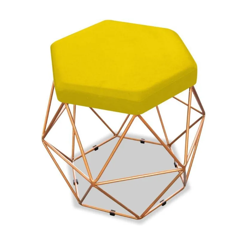 Puff Aramado Bruna Suede Amarelo Adj Decor