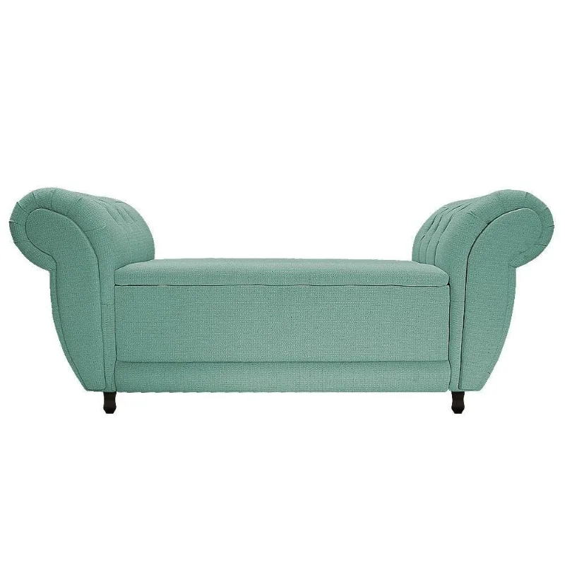 Recamier Grécia 120cm Linho Azul Turquesa