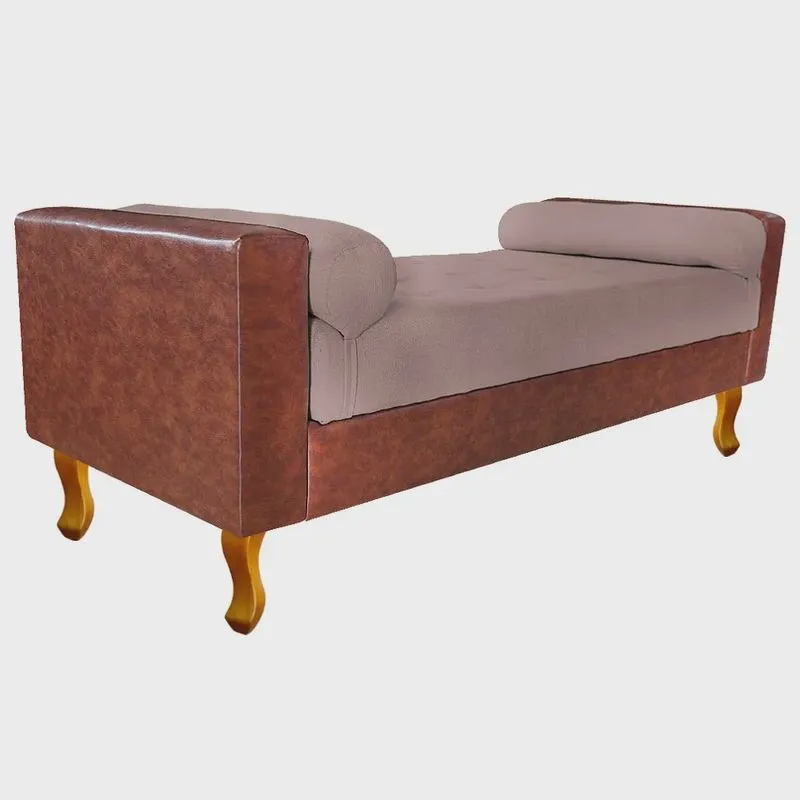 Recamier Félix King Size 195cm Corano Nozes e Linho Rosê - adj Decor