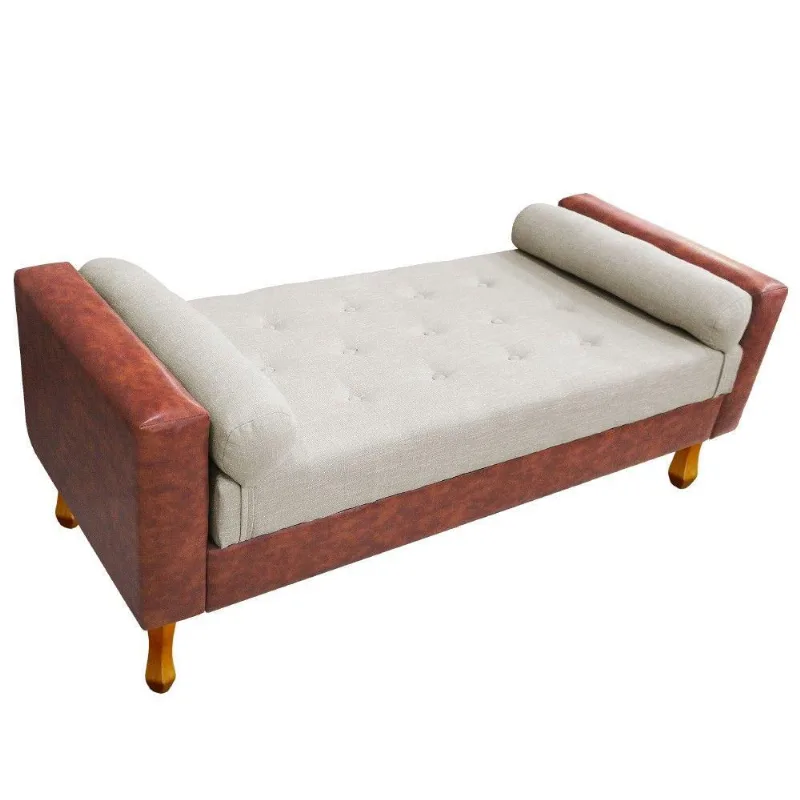 Recamier Félix King Size 195cm Nozes E Linho Bege