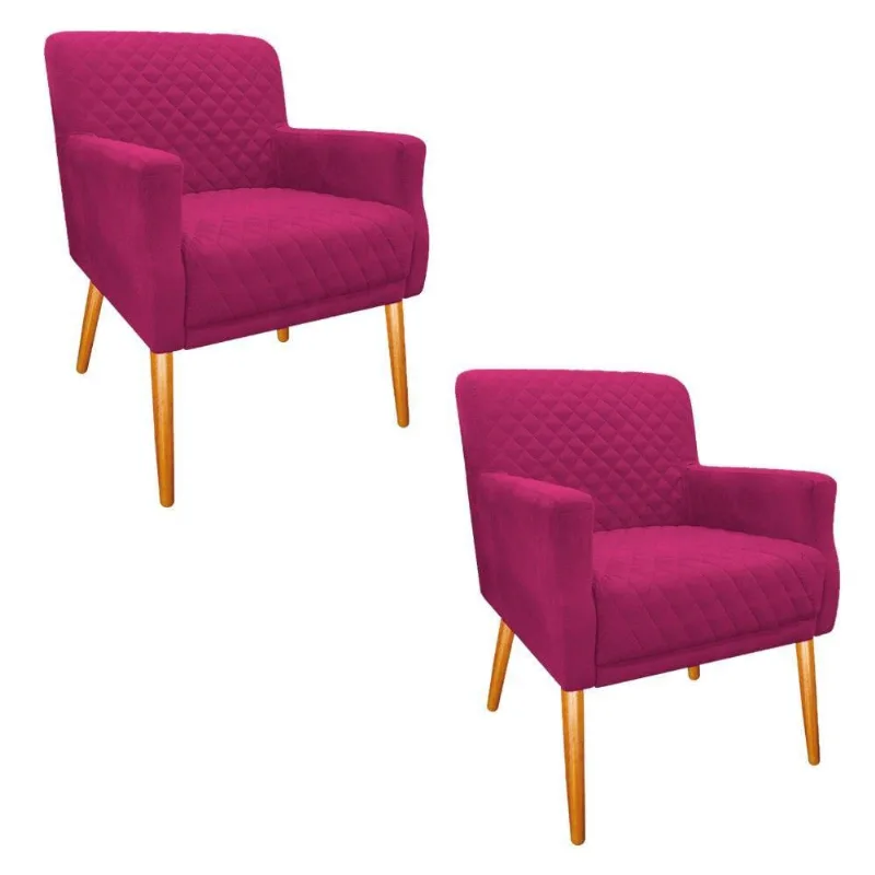 Kit 02 Poltronas Juliana Palito Mel Suede Pink