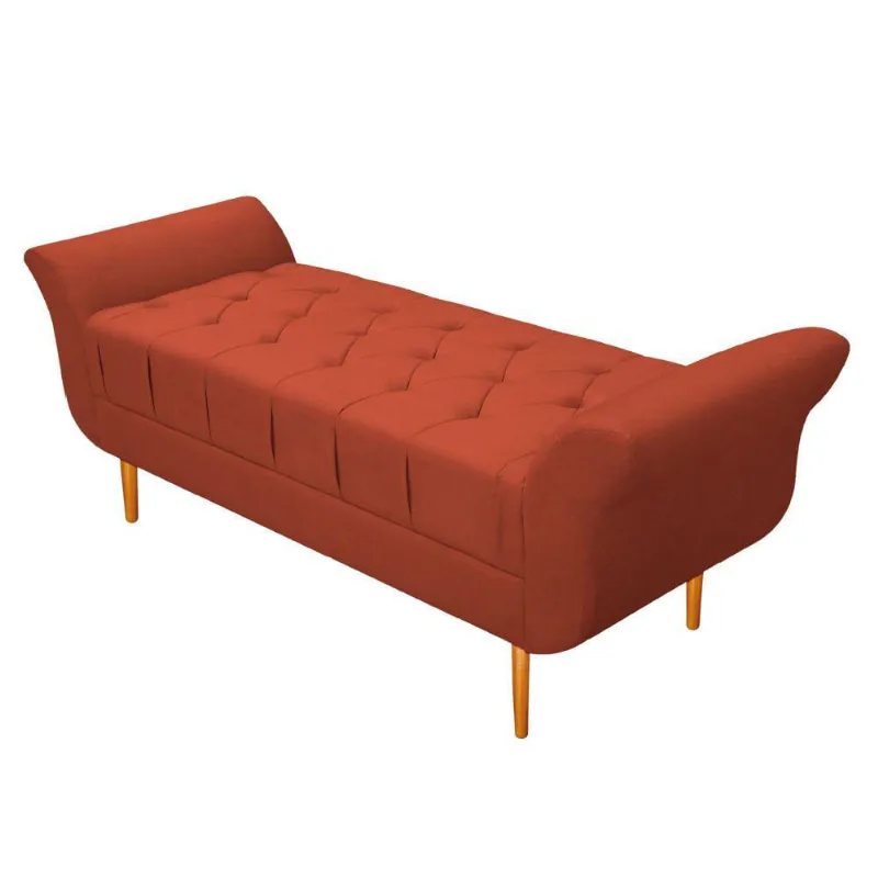 Recamier Estofado Ari 90Cm Suede Terracota Doce Sonho