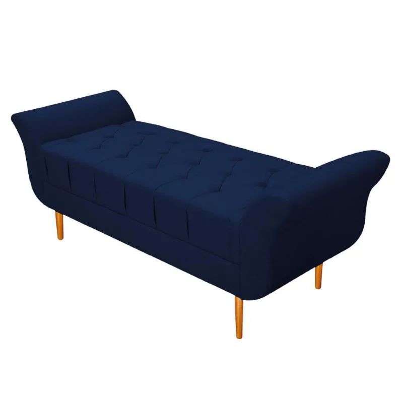 Recamier Ari 100 Cm Solteiro Suede Azul Marinho