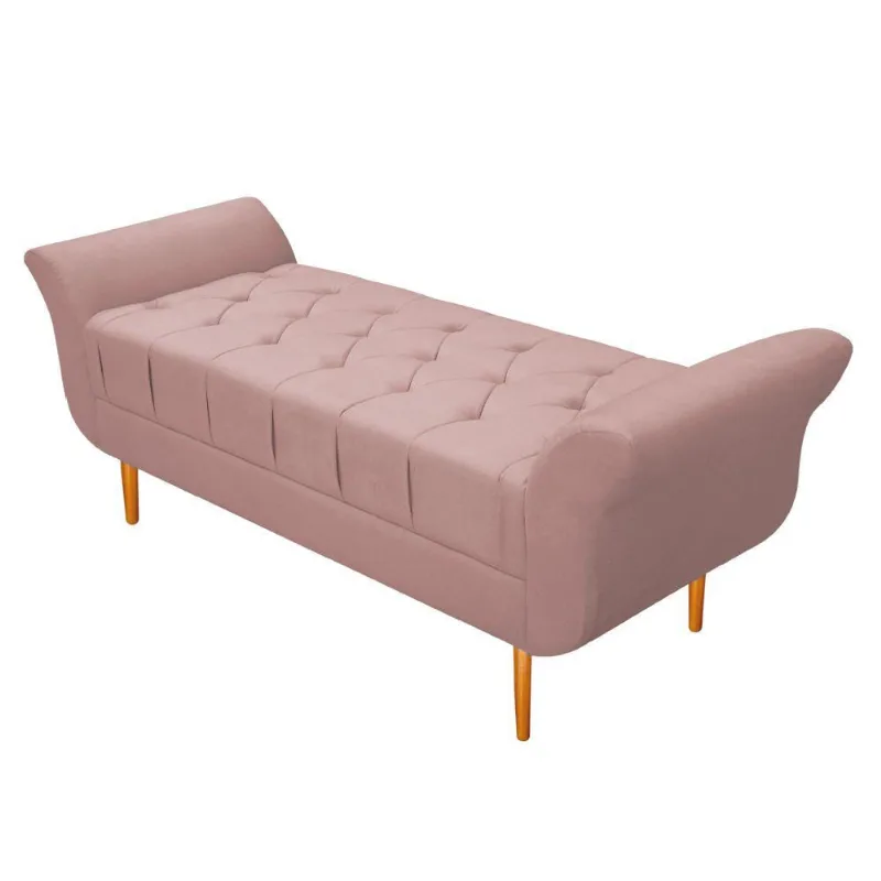 Recamier Estofado Ari 140cm Casal Suede Rosê