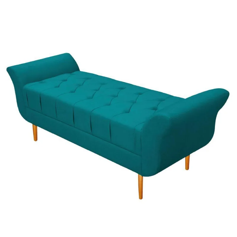 Recamier Estofado Ari 140 Cm Casal Suede Azul Turquesa - Doce Sonho Móveis