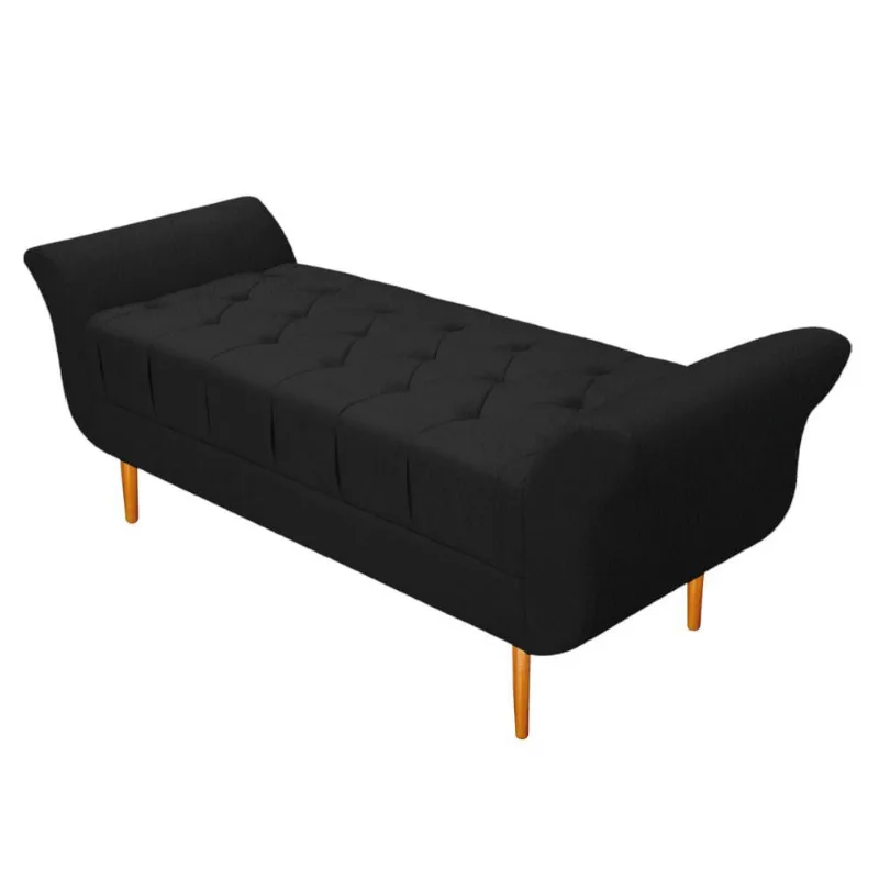 Recamier Estofado Ari 160 Cm Queen Suede Preto Doce Sonho
