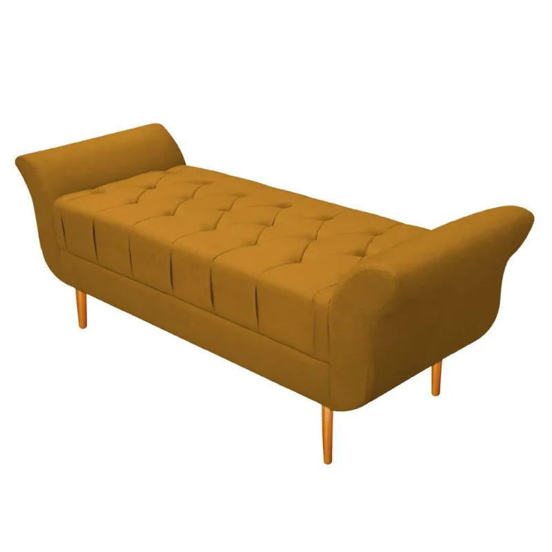Recamier Estofado Ari 160 Cm Queen Suede Mostarda Doce Sonho