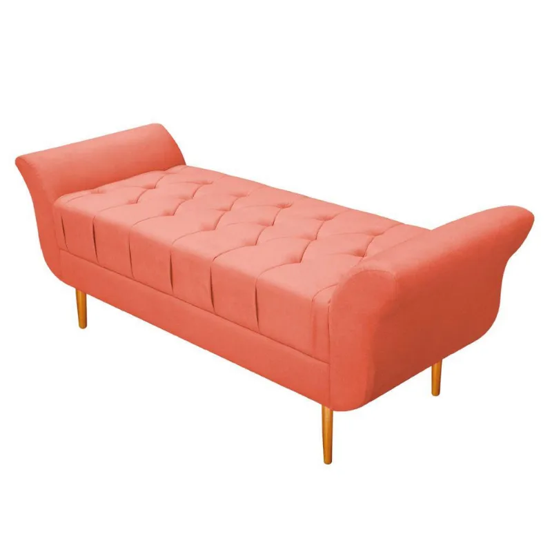 Recamier Estofado Ari 160 Cm Queen Suede Coral Doce Sonho