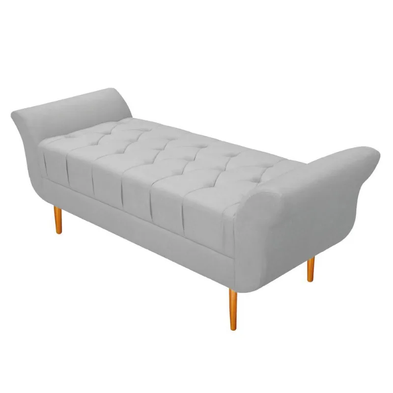 Recamier Estofado Ari 160cm Queen Size Suede Branco