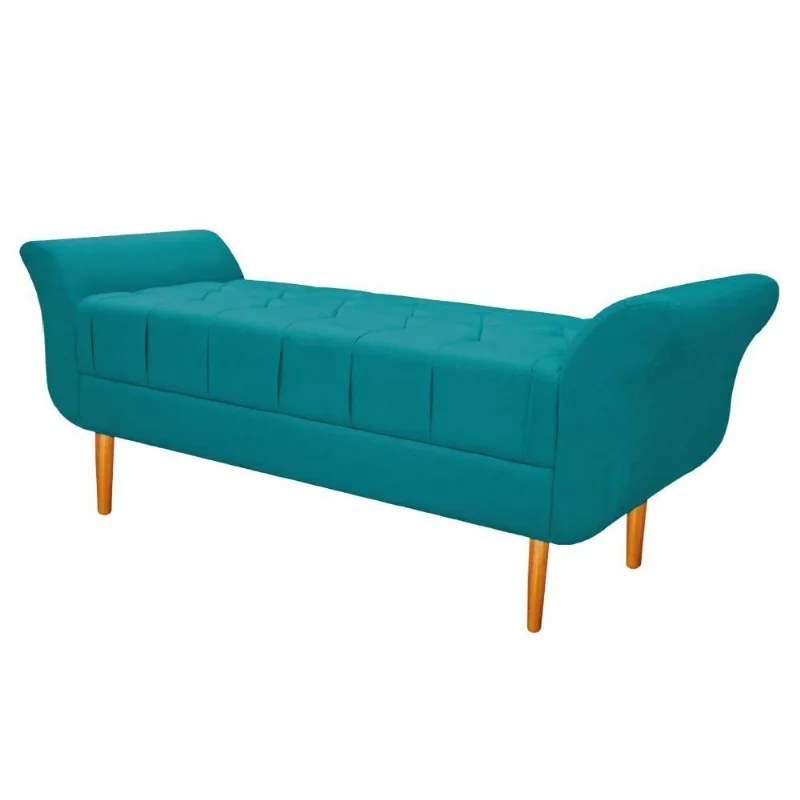Recamier Estofado Ari 160cm Queen Size Suede Azul Turquesa