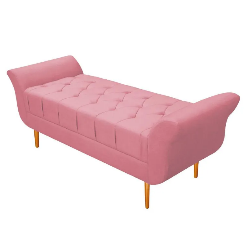 Recamier Estofado Ari 195cm King Size Suede Rosa Bebê