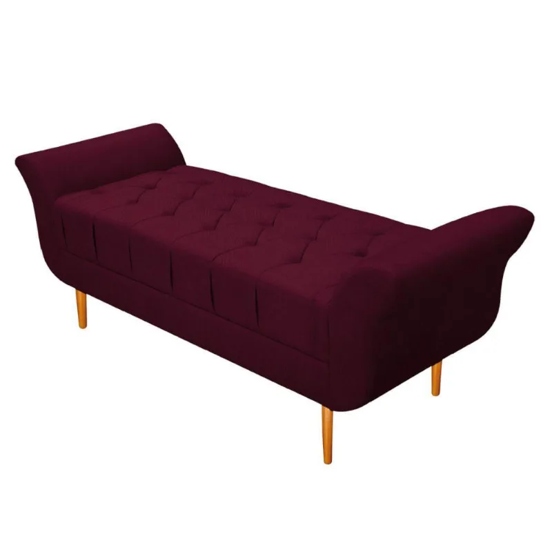 Recamier Estofado Ari 195cm King Size Suede Bordô