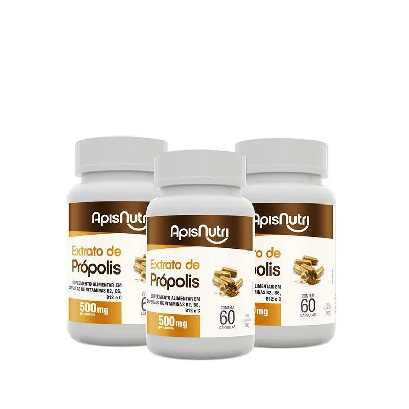 3 Extrato Própolis 60 Caps 500mg Dna Verde