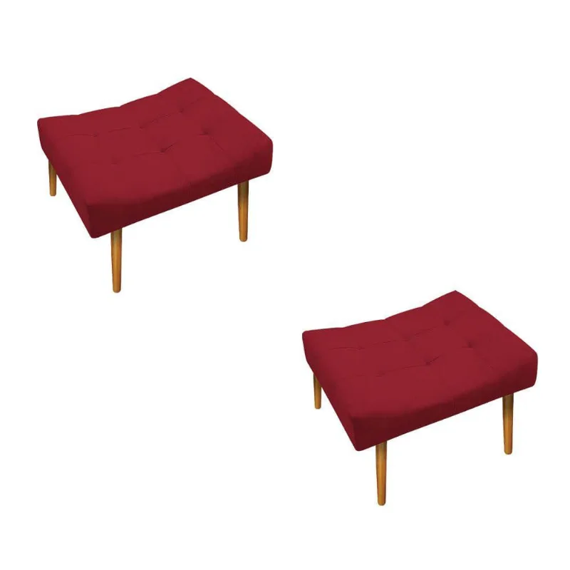 Kit 02 Puff Requinte Palito Mel Suede Vermelho
