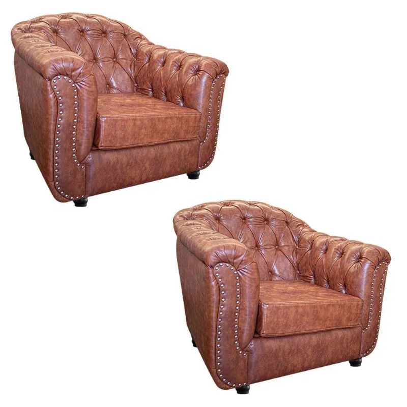 Kit 02 Poltronas Decorativas Chesterfield Luna Corano Nozes