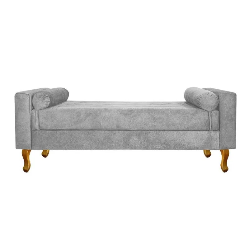 Recamier Baú Félix Solteiro 100cm Suede Cinza