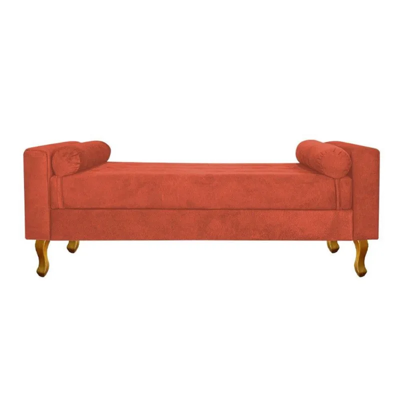 Recamier Baú Félix Solteiro 120cm Suede Terracota