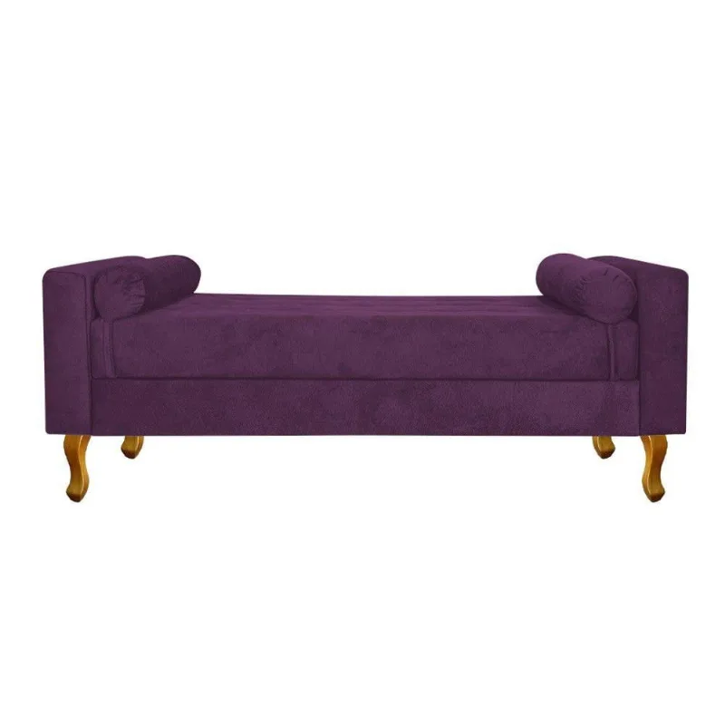 Recamier Baú Félix Solteiro 90cm Suede Roxo