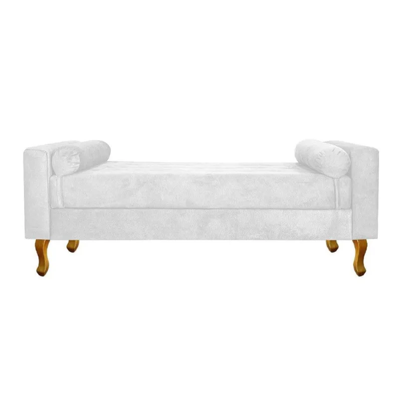 Recamier Baú Félix Solteiro 90cm Suede Branco