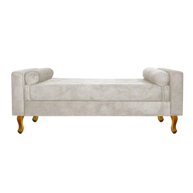 Recamier Baú Félix Solteiro 90cm Suede Bege