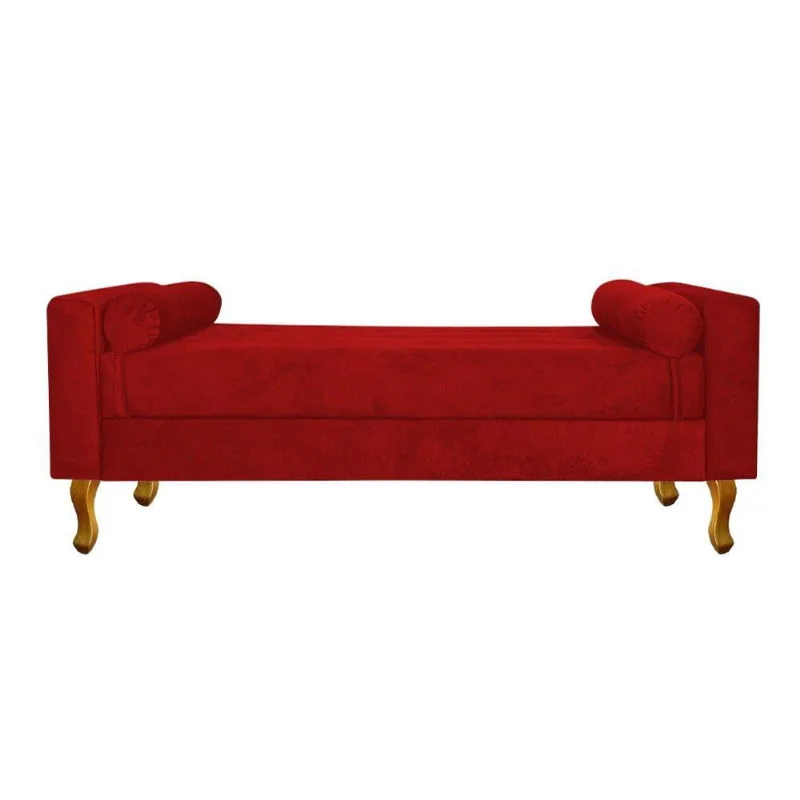 Recamier Baú Félix Solteiro 100cm Suede Vermelho