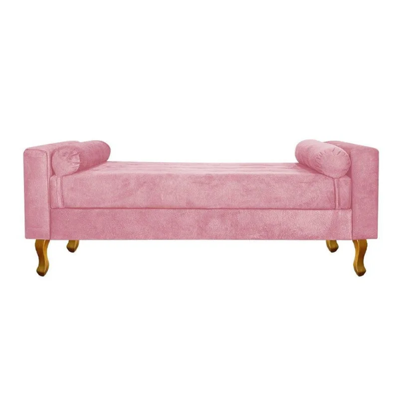 Recamier Baú Félix Solteiro 100cm Suede Rosa Bebê