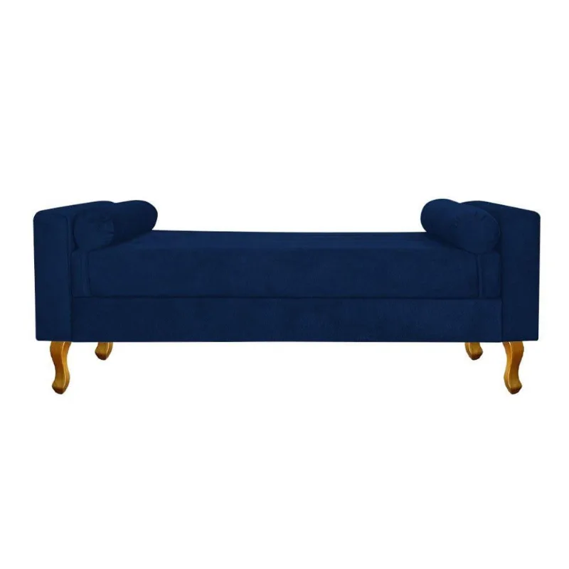 Recamier Baú Félix Solteiro 100cm Suede Azul Marinho