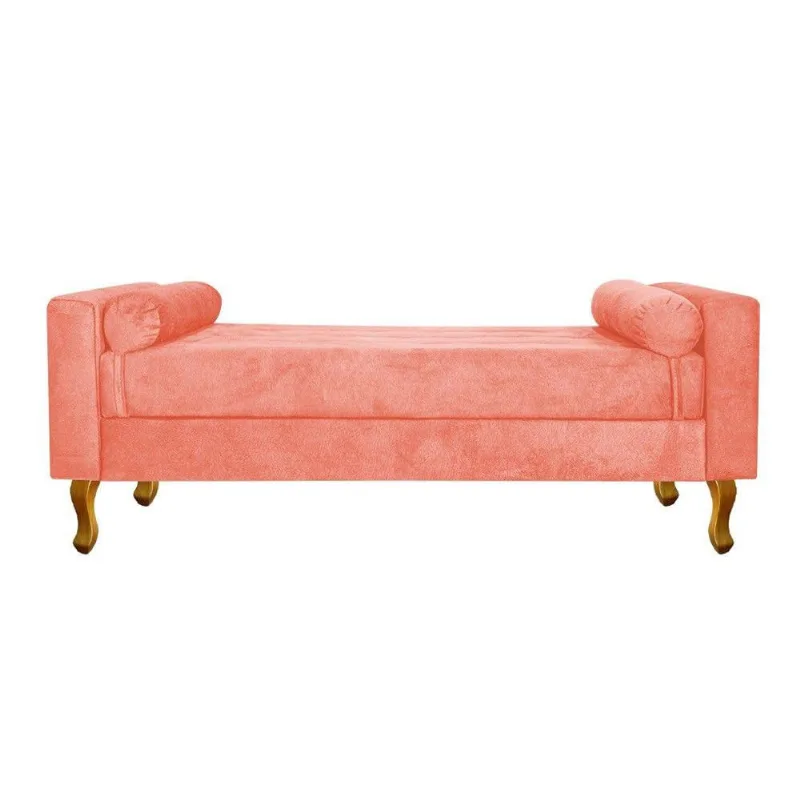 Recamier Baú Félix Solteiro 120cm Suede Coral