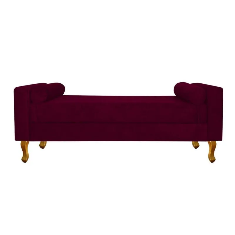 Recamier Baú Félix Solteiro 120cm Suede Bordô