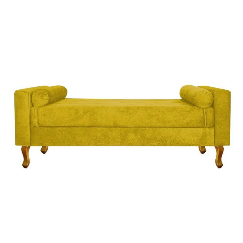 Recamier Baú Félix Solteiro 120cm Suede Amarelo