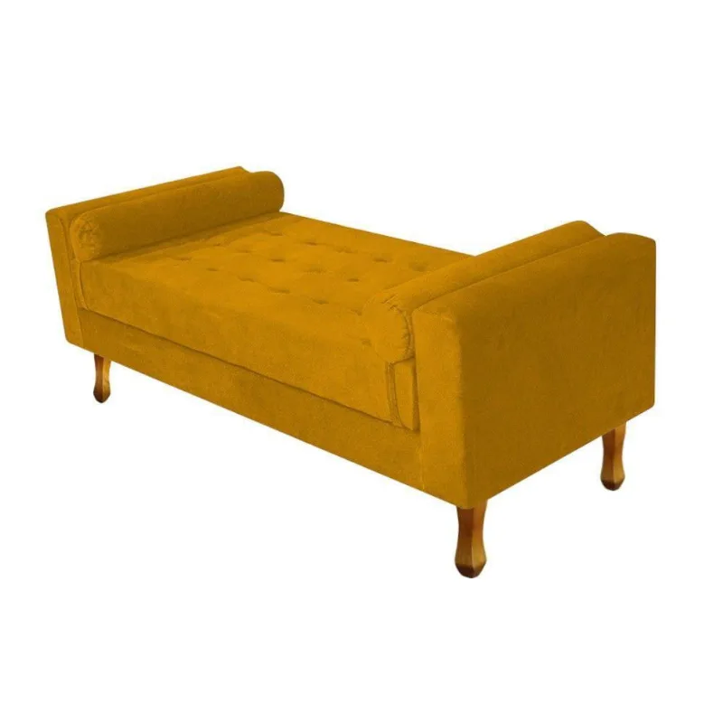 Recamier Baú Félix Casal 140cm Suede Mostarda Doce Sonho