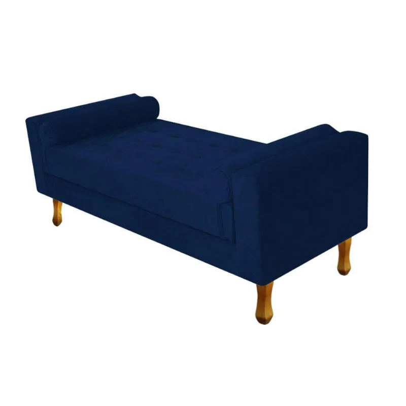 Recamier Baú Félix Casal 140cm Suede Azul Marinho Doce Sonho