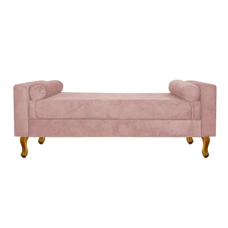 Recamier Baú Félix Queen Size 160cm Suede Rosê