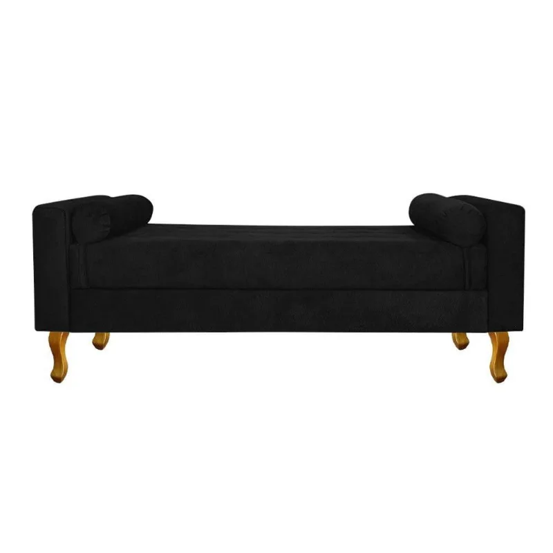 Recamier Baú Félix Queen Size 160cm Suede Preto
